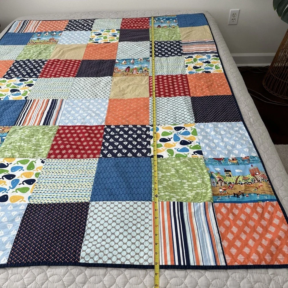 Handmade Patchwork Quilt Beach Nautical Sea Boat Sail Kelle Kaufman Good Seasons